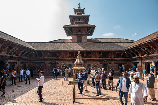 Kathmandu, Nepal : October-14-2023 : The most famous and largest courtyard among the three main chowks in Patan.