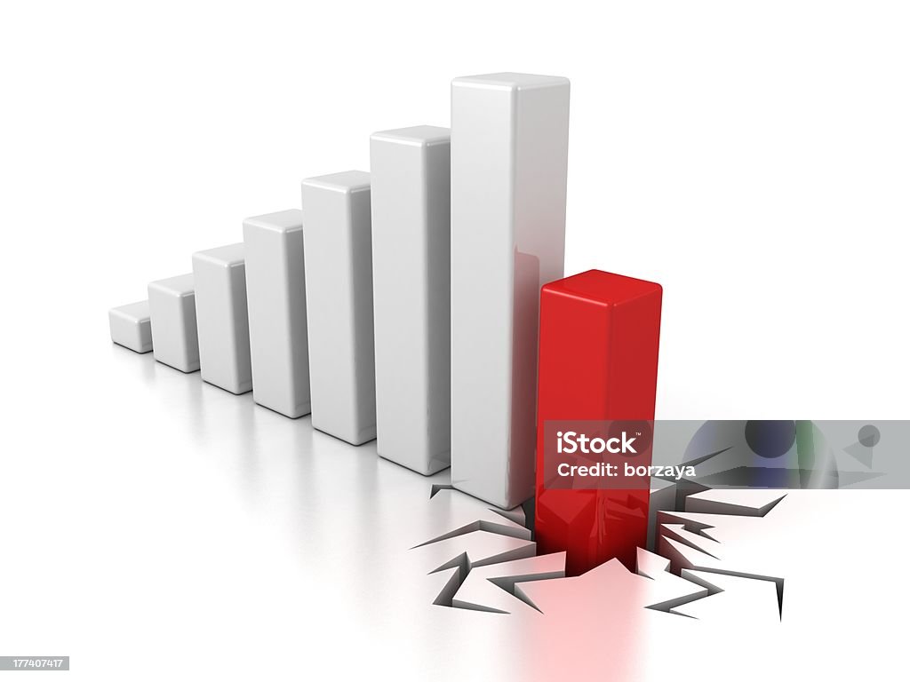 crisis bar chart diagram on white background Bankruptcy Stock Photo