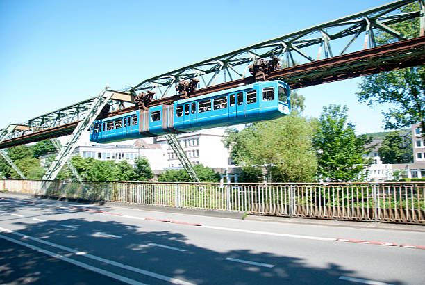 View of Suspension Railway in Schwebebahn Wuppertal, Germamy stock photo