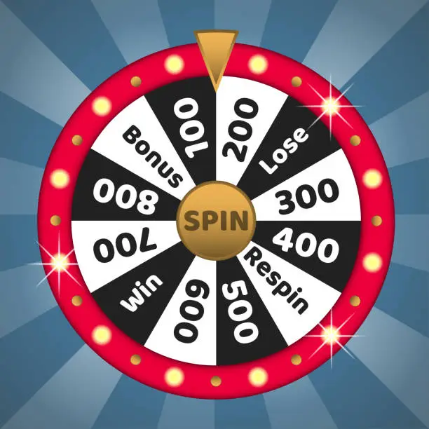 Vector illustration of Wheel of Fortune for casino on blue background