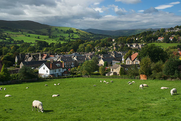 Overlooking A Village In Rural England. stock photo