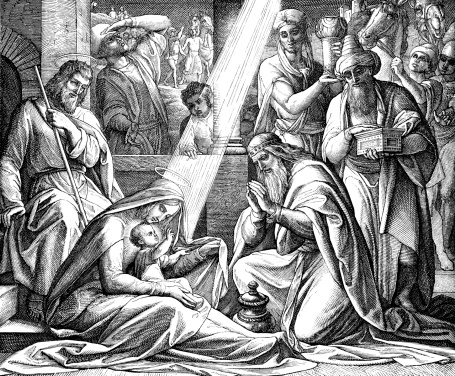 The Adoration of the Magi from a Victorian book dated 1879 that is no longer in copyright
