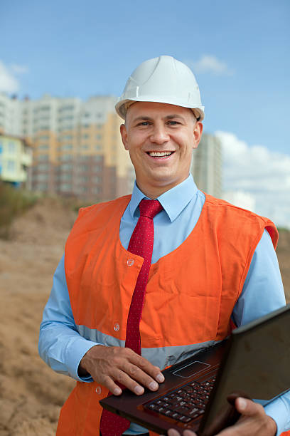 ホワイトのカラーの建物内での労働者 - engineering business white collar worker construction ストックフォトと画像