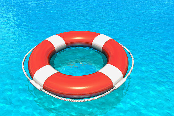 lifesaver cinto na água - buoy horizontal lake sailing imagens e fotografias de stock