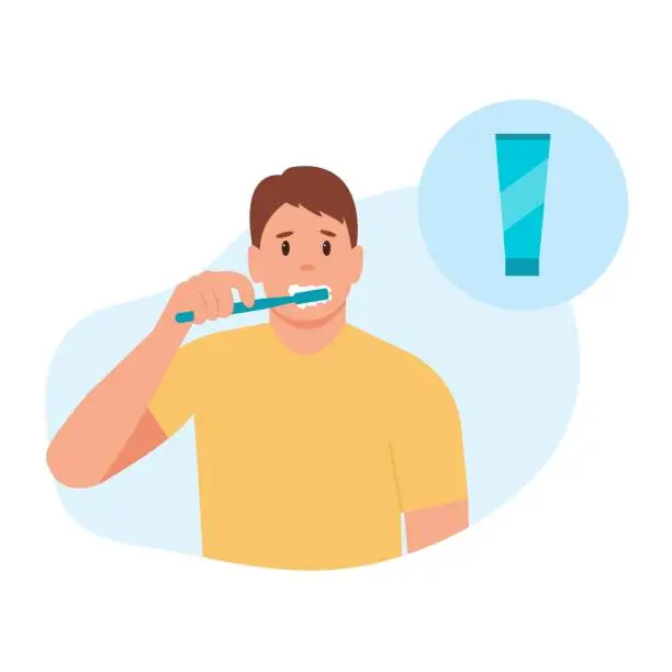 Vector illustration of Man brushes teeth