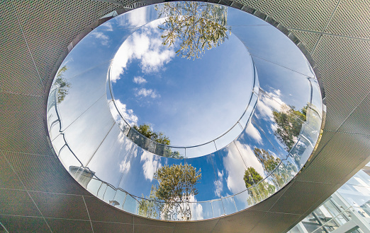 Steps and mirrors in Shenzhen Park, Non famous architecture.(4 Park Road, Longhua District, Shenzhen, China)