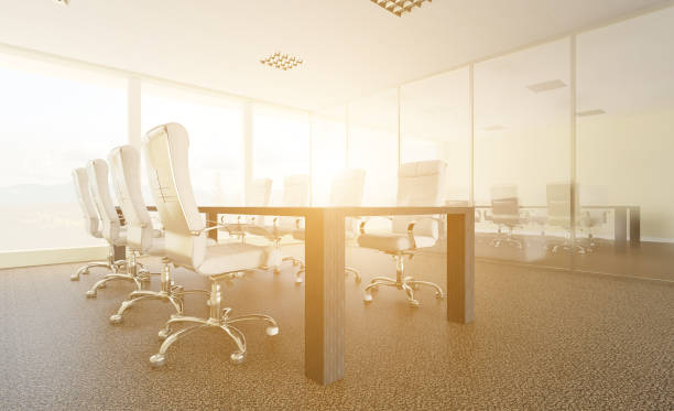 istock Modern office Cabinet.  3D rendering.   Meeting room. Sunset. 1774110987