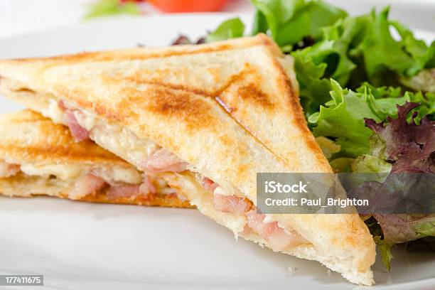 Cheese And Bacon Toastie Stock Photo - Download Image Now - Sandwich, Triangle Shape, American Culture