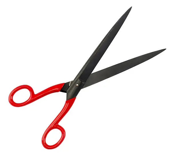 Photo of Red handled scissors, with path