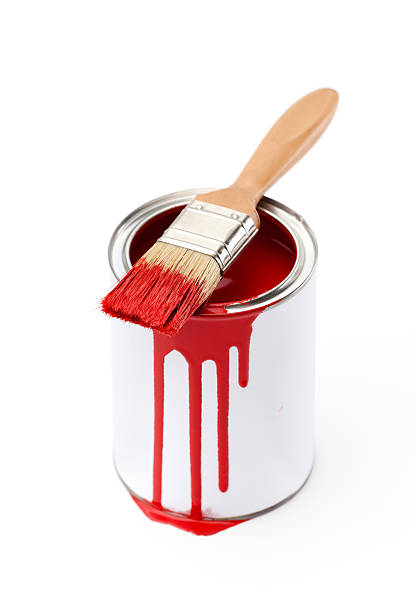 istock Full of red paint tin and brush 177411902