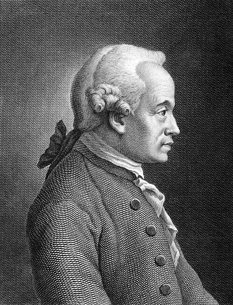 A classic portrait of Immanuel Kant in black and white  "Immanuel Kant (1724-1804) on engraving from 1859. German philosopher. Engraved by unknown artist and published in Meyers Konversations-Lexikon, Germany,1859." immanuel stock illustrations