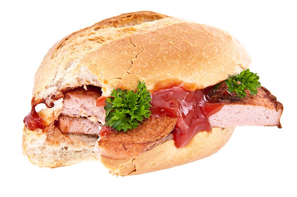 istock Bitten off meat loaf roll isolated on white 177412766
