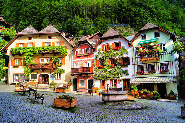 istock Quaint town square in an alpine Austrian village 177413498