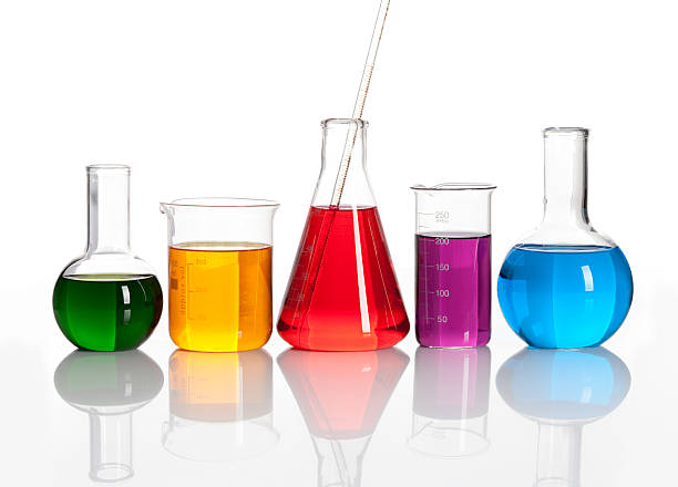 istock Group of glass flasks with a colored liqiuds 177413617