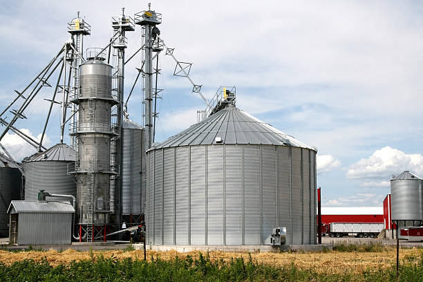 istock Metal grain facility with silos 177413728