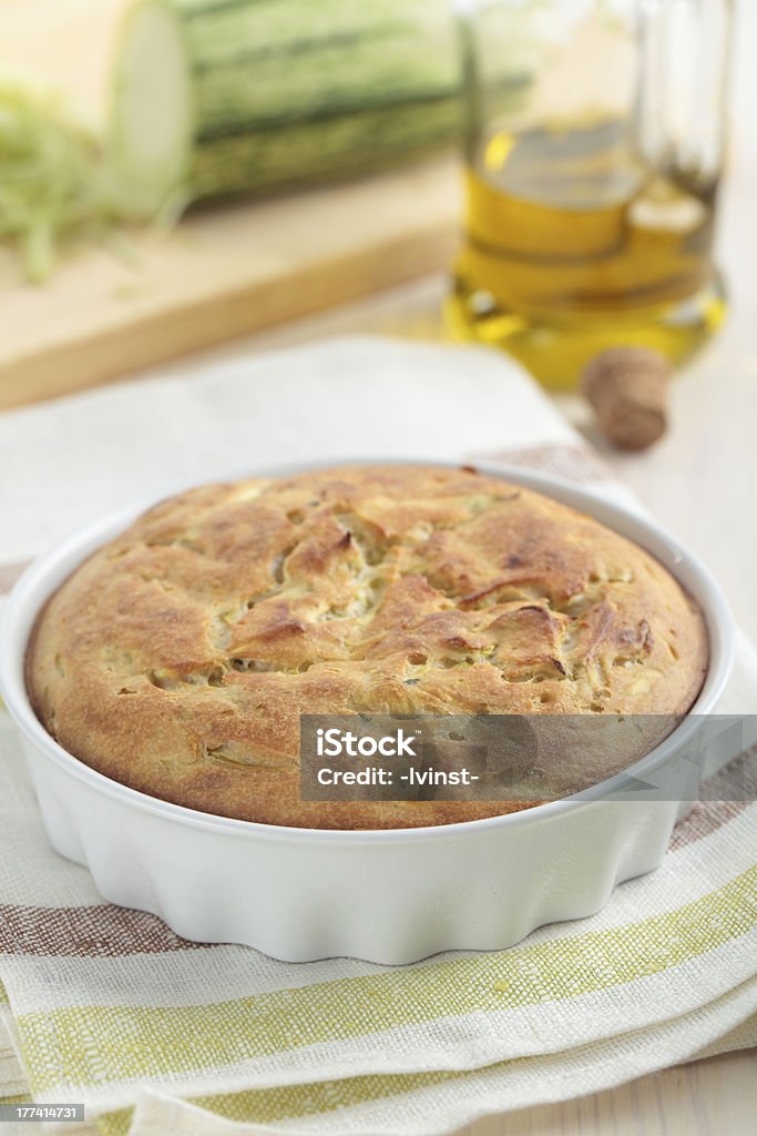 Zucchini pie Zucchini pie in a baking dish Baked Stock Photo