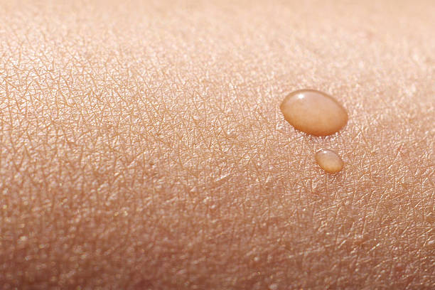 Water drop on human skin stock photo