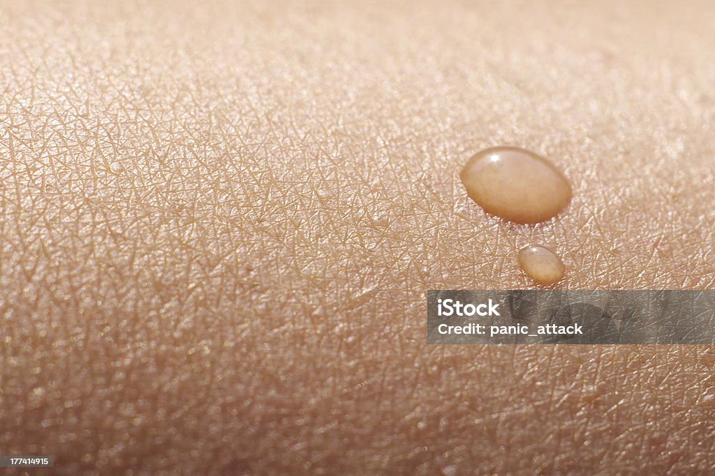Gotas de água na pele humana - Royalty-free Primeiro plano Foto de stock