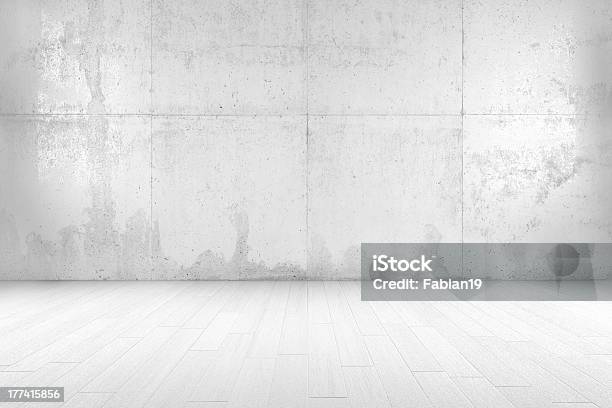 Vazio Sala - Fotografias de stock e mais imagens de Parede de Cimento - Parede de Cimento, Branco, Chão de Madeira