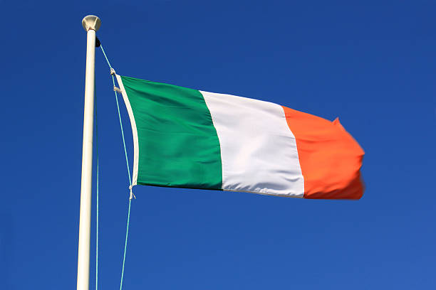 Irish Flag In A Strong Wind stock photo