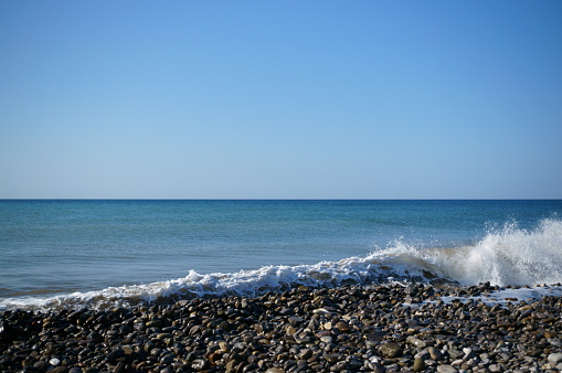 A wave on the seashore. Seascape.