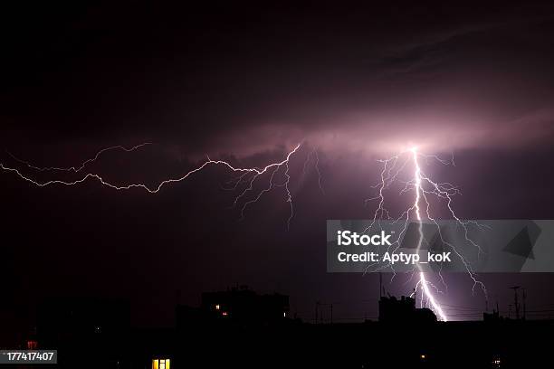 Lightning A Thunderstorm Stock Photo - Download Image Now - Abstract, Awe, Backgrounds