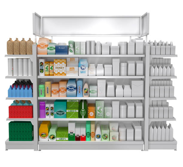 istock Rack shelf, display case in a supermarket 1774181909