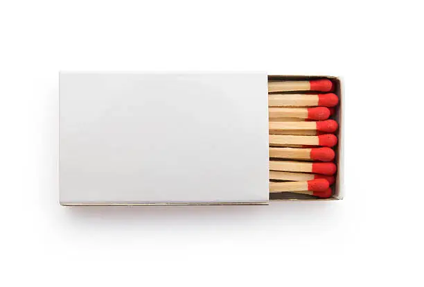 Photo of top view matchbox on white