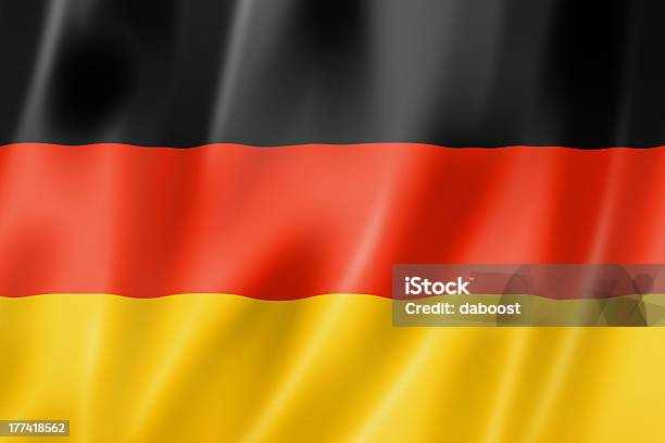 German Flag Vectorized Simulating A 3d Motion Stock Photo - Download Image Now - Flag, Germany, German Flag