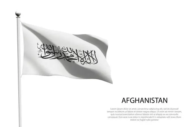Vector illustration of national flag Afghanistan waving on white background
