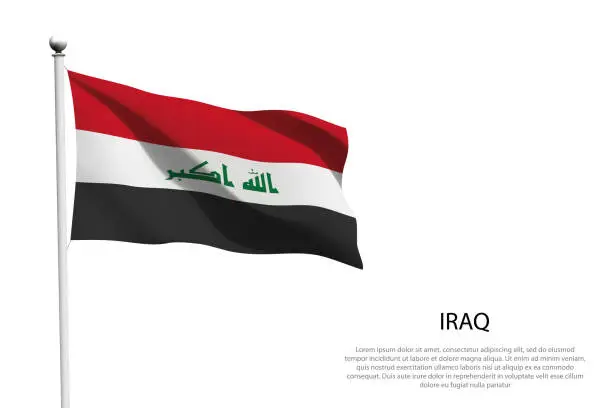 Vector illustration of national flag Iraq waving on white background