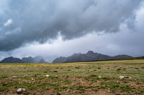 Plateau landforms with cloudy weather