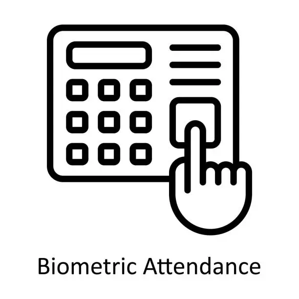 Vector illustration of Biometric Attendance vector  outline Design illustration. Symbol on White background EPS 10 File