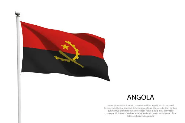 Vector illustration of National flag Angola waving on white background