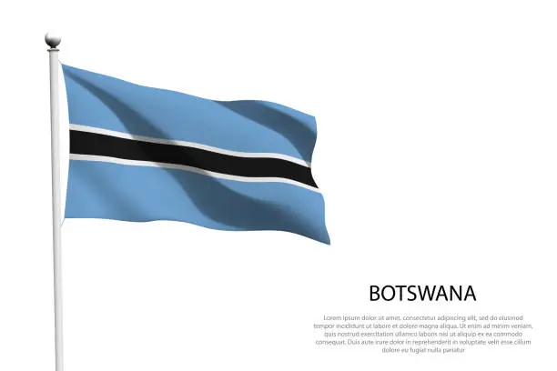 Vector illustration of National flag Botswana waving on white background