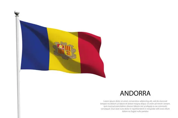 Vector illustration of National flag Andorra waving on white background