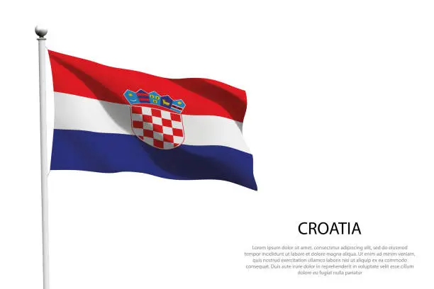 Vector illustration of National flag Croatia waving on white background