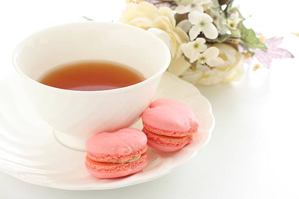 istock English tea and heart shaped Macaroon 177420737