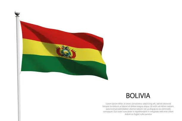 Vector illustration of National flag Bolivia waving on white background