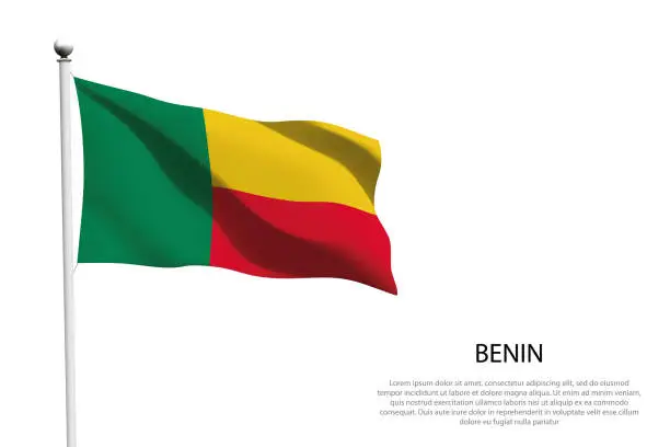 Vector illustration of National flag Benin waving on white background