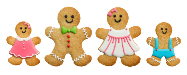 Gingerbread family isolated on white