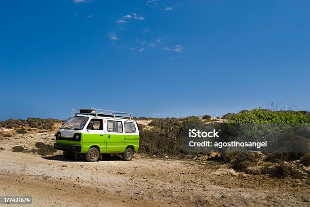 Small Camper Vehicle At The Beach Stock Photo - Download Image Now - Absence, Car, Concepts