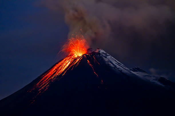 istock Tungurahua Volcano eruption and blue skies 177422054
