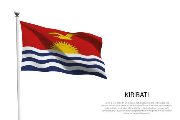 Vector illustration of National flag Kiribati waving on white background