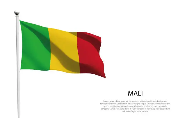 Vector illustration of National flag Mali waving on white background