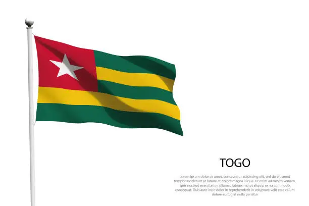 Vector illustration of National flag Togo waving on white background