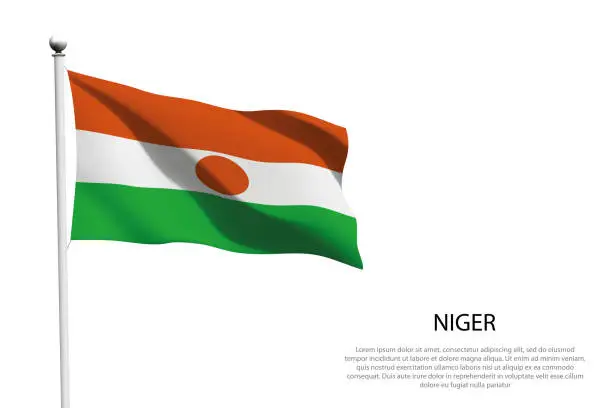 Vector illustration of National flag Niger waving on white background