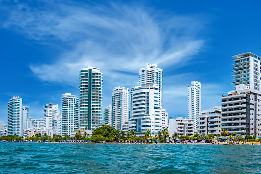 Panama City cityscape with modern beachfront buildings and skyscrapers.