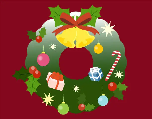 Vector illustration of Christmas wreath 2