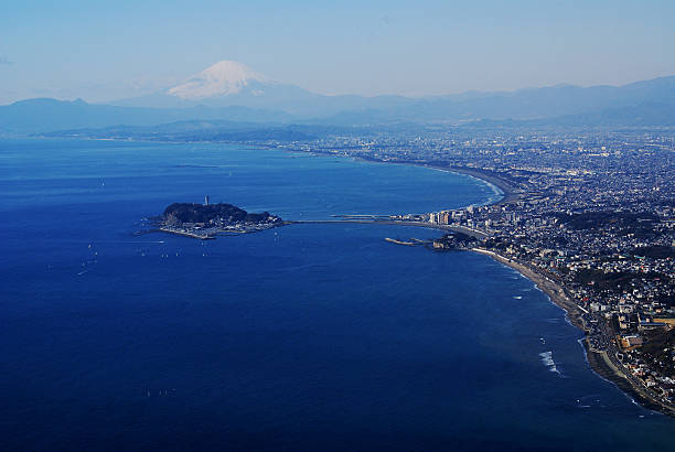 Shonan from the air This photo is taken from the air over shonan. sagami bay photos stock pictures, royalty-free photos & images